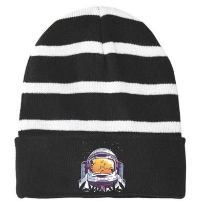 Weed Astronaut Striped Beanie with Solid Band