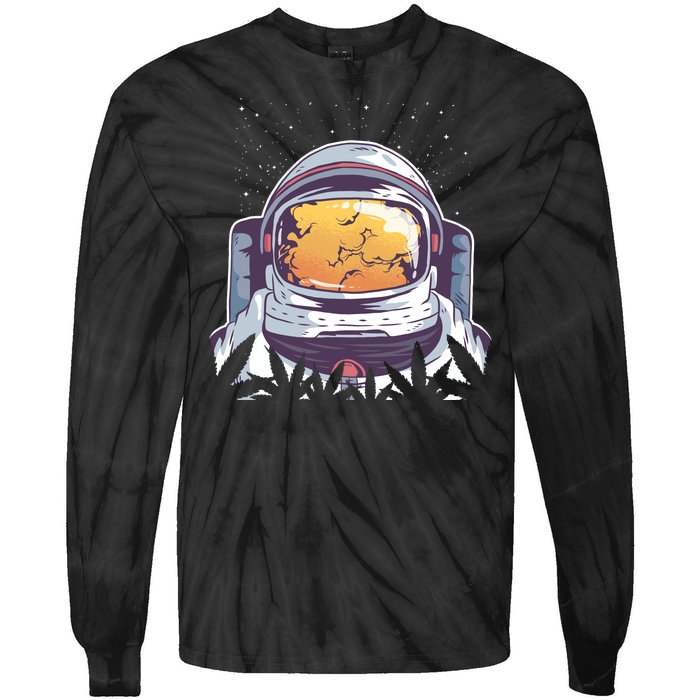 Weed Astronaut Tie-Dye Long Sleeve Shirt