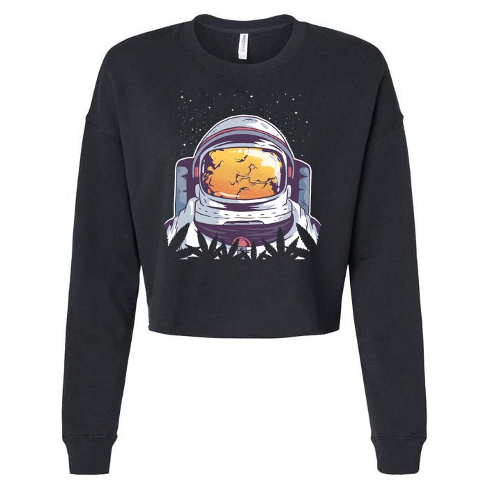 Weed Astronaut Cropped Pullover Crew