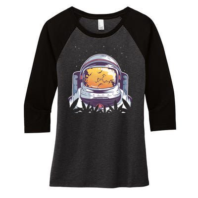 Weed Astronaut Women's Tri-Blend 3/4-Sleeve Raglan Shirt