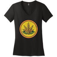 Weed Coin Women's V-Neck T-Shirt