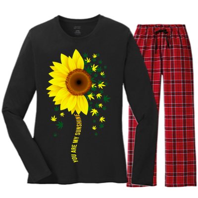 Weed Flower You Are My Sunshine Women's Long Sleeve Flannel Pajama Set 