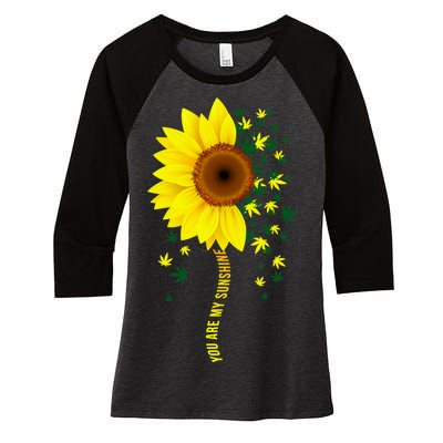 Weed Flower You Are My Sunshine Women's Tri-Blend 3/4-Sleeve Raglan Shirt