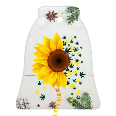 Weed Flower You Are My Sunshine Ceramic Bell Ornament