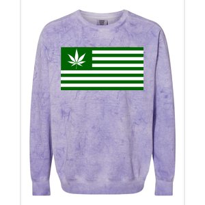 Weed Green America Flag Colorblast Crewneck Sweatshirt