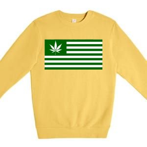 Weed Green America Flag Premium Crewneck Sweatshirt