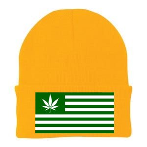 Weed Green America Flag Knit Cap Winter Beanie