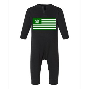 Weed Green America Flag Infant Fleece One Piece