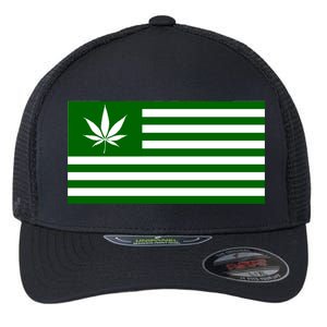 Weed Green America Flag Flexfit Unipanel Trucker Cap