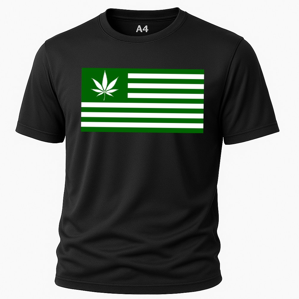 Weed Green America Flag Cooling Performance Crew T-Shirt