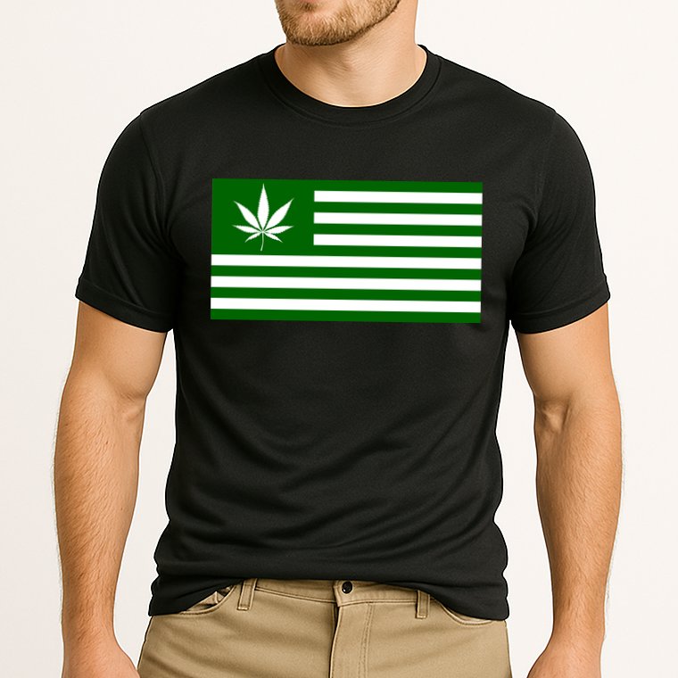 Weed Green America Flag Cooling Performance Crew T-Shirt