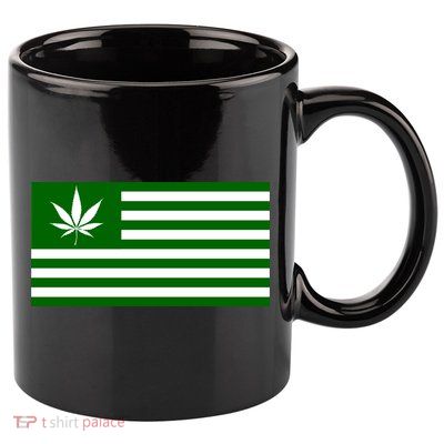 Weed Green America Flag 11oz C Handle Ceramic Mug