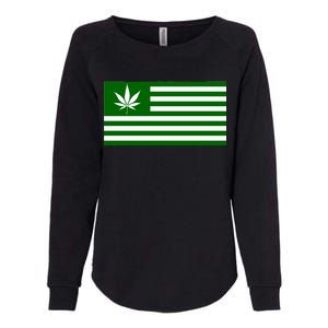 Weed Green America Flag Womens California Wash Sweatshirt