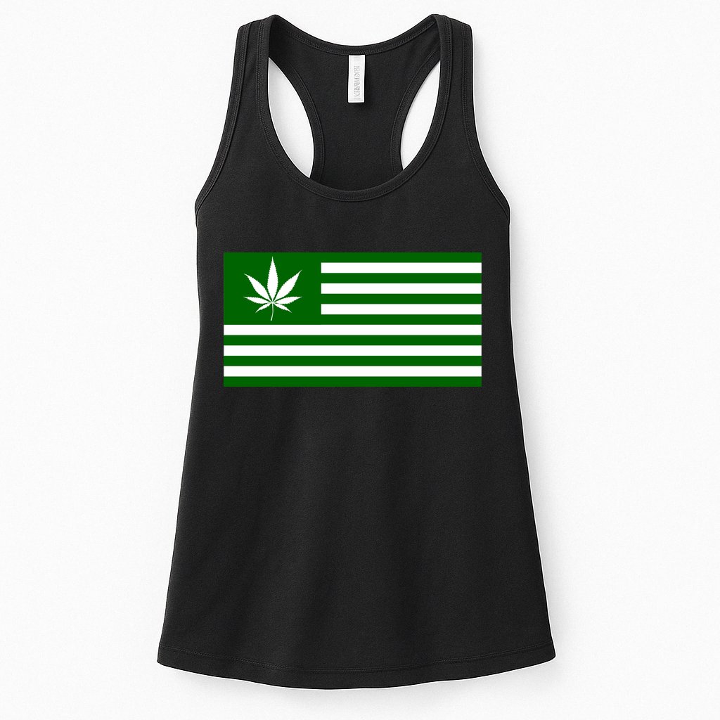 Weed Green America Flag Womens Tank Top