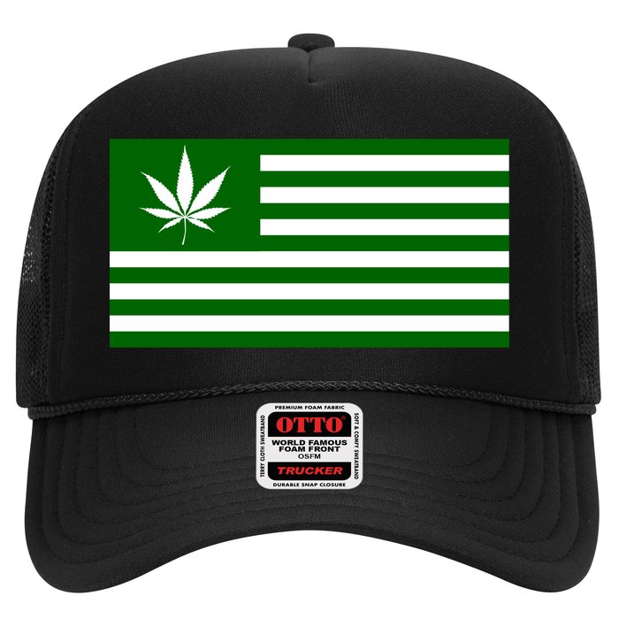 Weed Green America Flag Trucker Hat