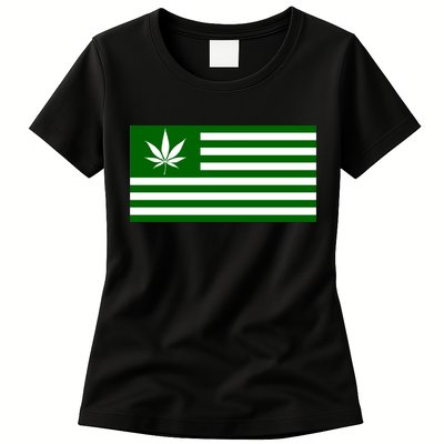 Weed Green America Flag Womens T-Shirt