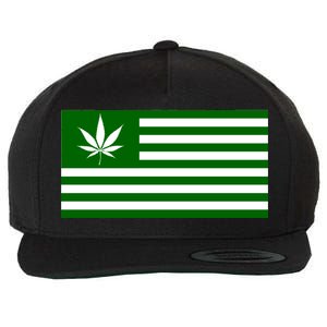 Weed Green America Flag Wool Snapback Cap