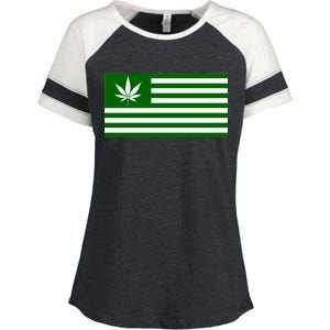 Weed Green America Flag Enza Ladies Jersey Colorblock Tee