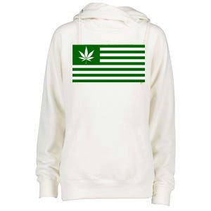 Weed Green America Flag Womens Funnel Neck Pullover Hood