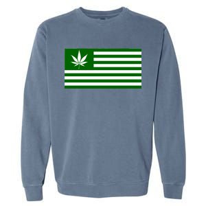 Weed Green America Flag Garment-Dyed Sweatshirt