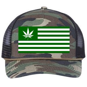 Weed Green America Flag Retro Rope Trucker Hat Cap