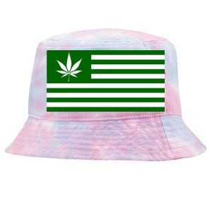 Weed Green America Flag Tie-Dyed Bucket Hat