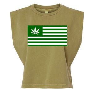 Weed Green America Flag Garment-Dyed Women's Muscle Tee