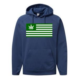 Weed Green America Flag Performance Fleece Hoodie