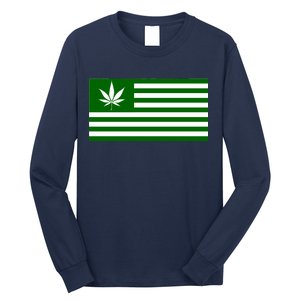 Weed Green America Flag Long Sleeve Shirt