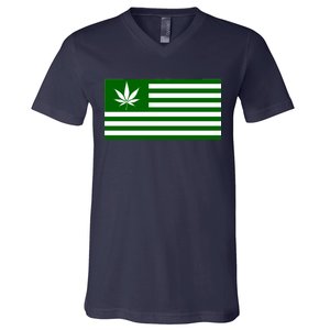 Weed Green America Flag V-Neck T-Shirt