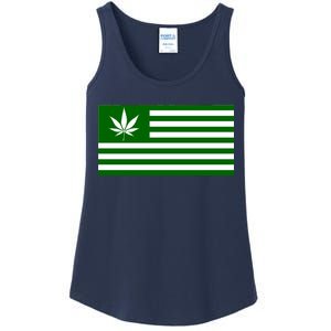 Weed Green America Flag Ladies Essential Tank