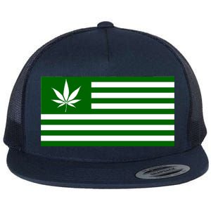 Weed Green America Flag Flat Bill Trucker Hat