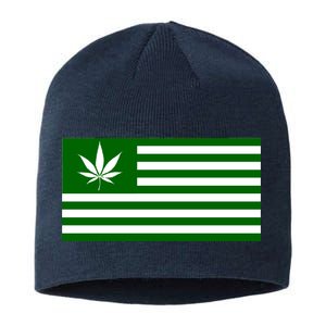 Weed Green America Flag Sustainable Beanie