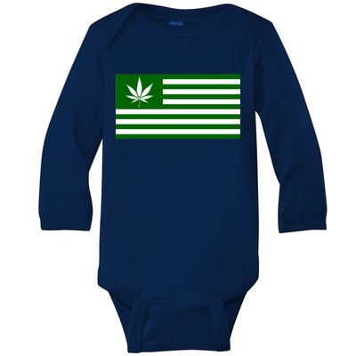 Weed Green America Flag Baby Long Sleeve Bodysuit