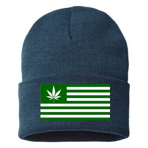 Weed Green America Flag Sustainable Knit Beanie