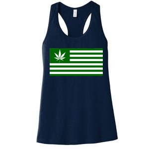 Weed Green America Flag Women's Racerback Tank