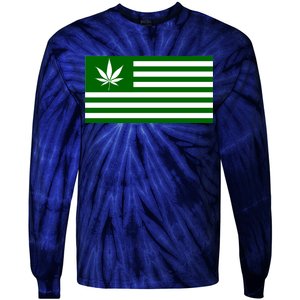 Weed Green America Flag Tie-Dye Long Sleeve Shirt