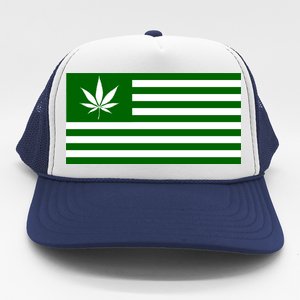 Weed Green America Flag Trucker Hat