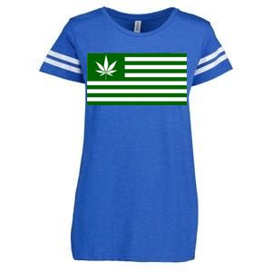 Weed Green America Flag Enza Ladies Jersey Football T-Shirt