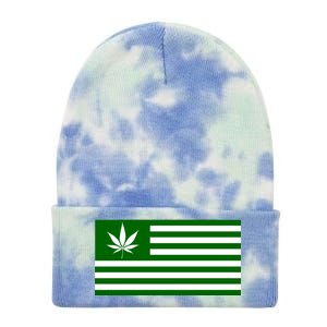 Weed Green America Flag Tie Dye 12in Knit Beanie