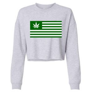 Weed Green America Flag Cropped Pullover Crew