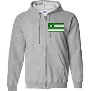 Weed Green America Flag Full Zip Hoodie