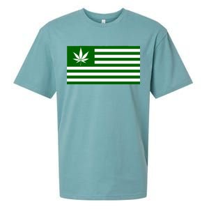 Weed Green America Flag Sueded Cloud Jersey T-Shirt