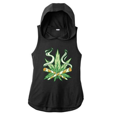 Weed Joint Cross Ladies PosiCharge Tri-Blend Wicking Draft Hoodie Tank