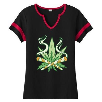 Weed Joint Cross Ladies Halftime Notch Neck Tee