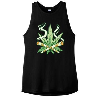 Weed Joint Cross Ladies PosiCharge Tri-Blend Wicking Tank