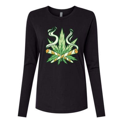 Weed Joint Cross Womens Cotton Relaxed Long Sleeve T-Shirt