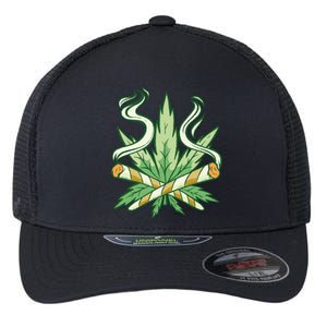 Weed Joint Cross Flexfit Unipanel Trucker Cap