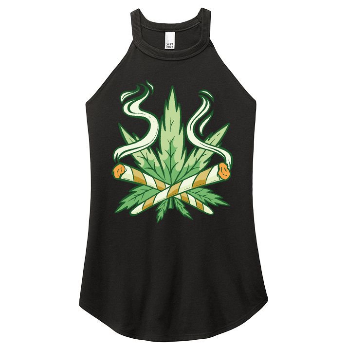 Weed Joint Cross Women's Perfect Tri Rocker Tank