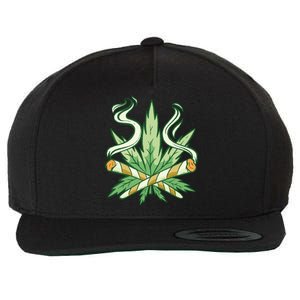 Weed Joint Cross Wool Snapback Cap